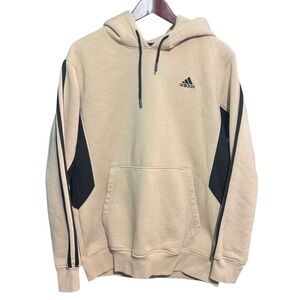 Adidas Jacket Mens Large Brown Big Hit Pull Over Hoodie Y2K Skater 3 Stripe